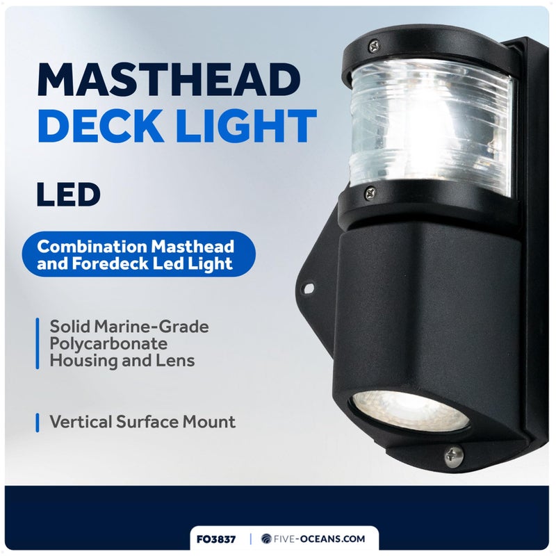Five Oceans Combination Masthead and Deck Light, LED Masthead Deck Spreader Light, 12V, Vertical Mount for Sailboat - FO3837 - Image 2